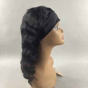18" Body Wave Headband Natural Black 100% Unprocessed Human Hair Wig